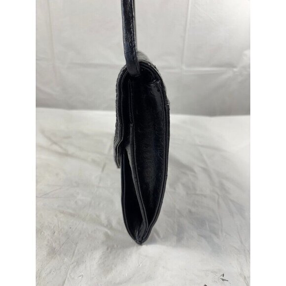 Vintage Bueno Envelope Shoulder Bag Black Faux Ostrich - Picture 6 of 12